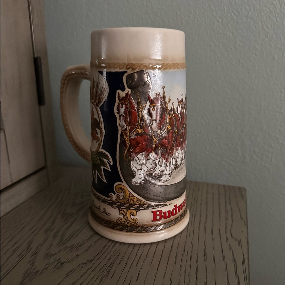 Budweiser Clydesdales Ceramic Stein with Red and Cream Accents